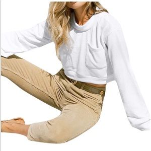 White crop top with pockets